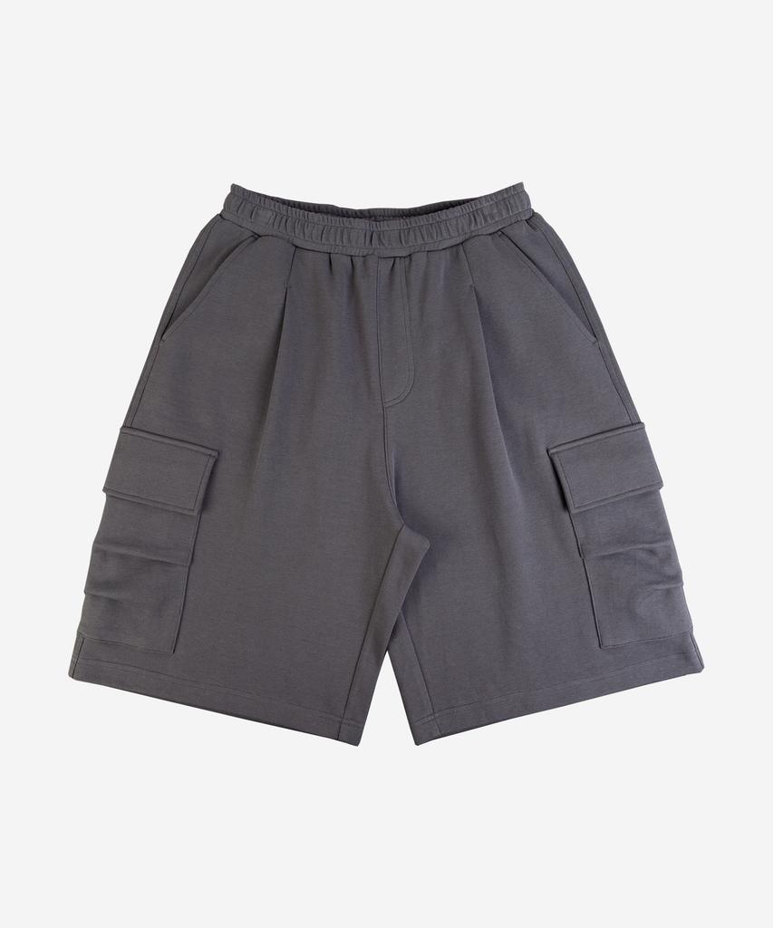 ALEXNAIDEN One-Pleat Wide Cargo Half Pants (Charcoal)