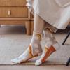 Novelty Harajuku Retro Summer Thin Transparent Glass Socks Women Girls Floral Print Cute Socks Japanese Style Crystal Silk Socks