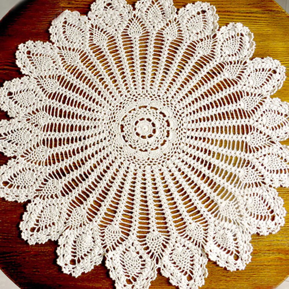 2S-Сладкая комната 80 см Кухня Столовая Ресторан Вязание крючком Круглая хлопковая скатерть Коврик Декор