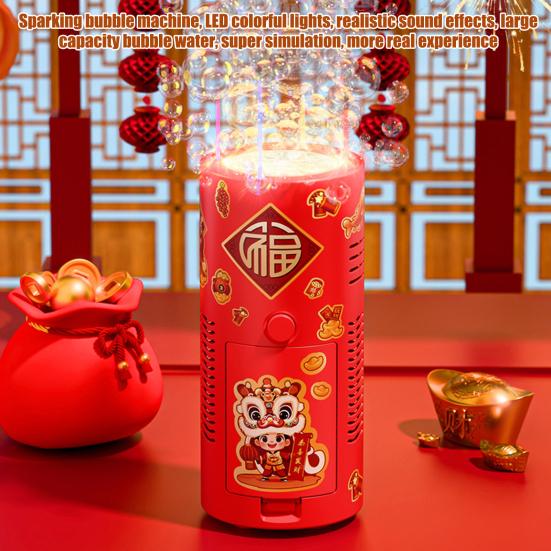 Машина для пускания искрящихся пузырей 10 отверстий Плотные пузыри Светодиодные разноцветные огни Работает от батареек Портативная Не протекающая Пузыредувка для новогодней праздничной вечеринки Игрушки