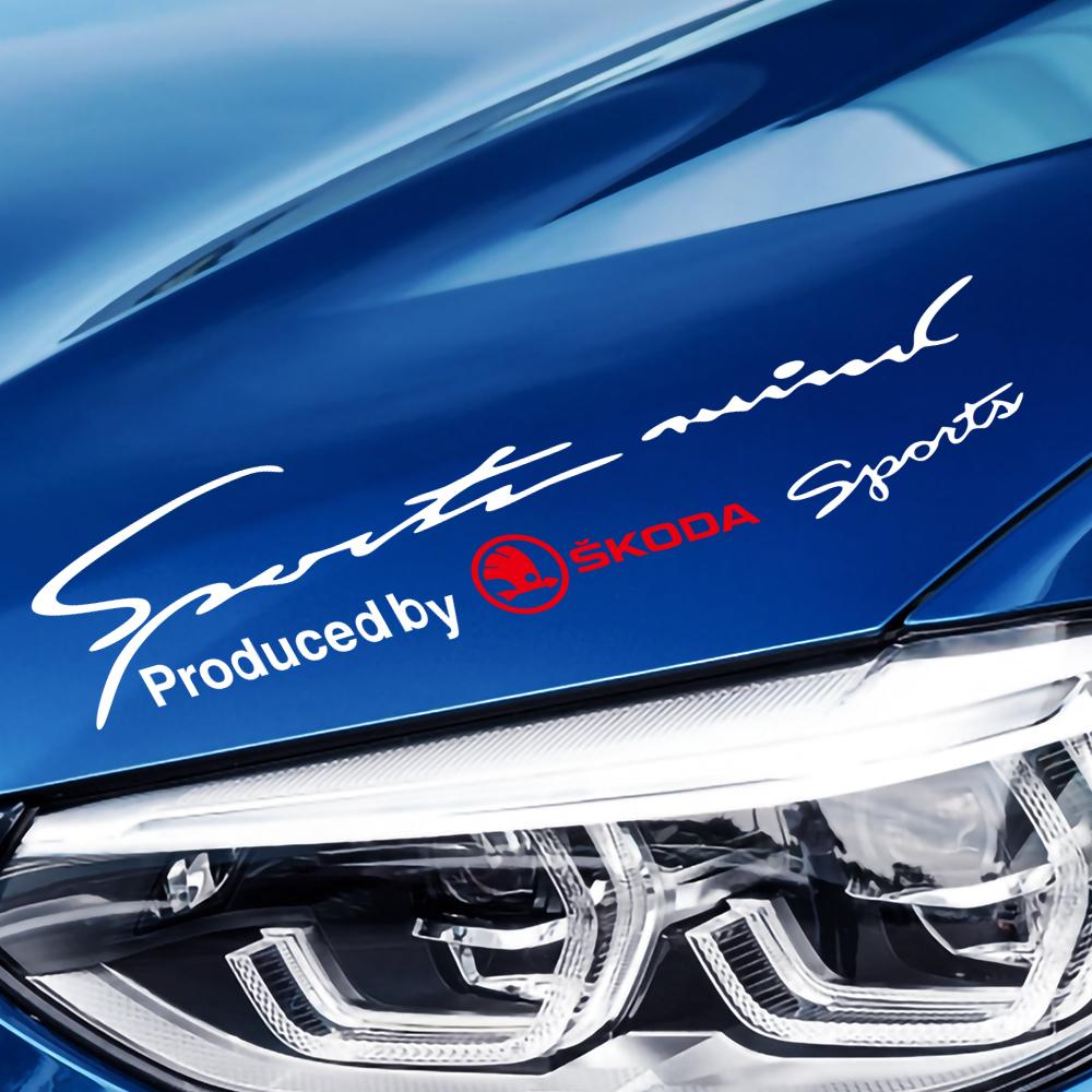 'Sports Mind' Car Light Eyebrow Sticker Hood PVC Reflective Logo For Skoda Octavia Fabia Rapid VII Yeti Enyaq Kodiaq Karoq Scala kyvc74