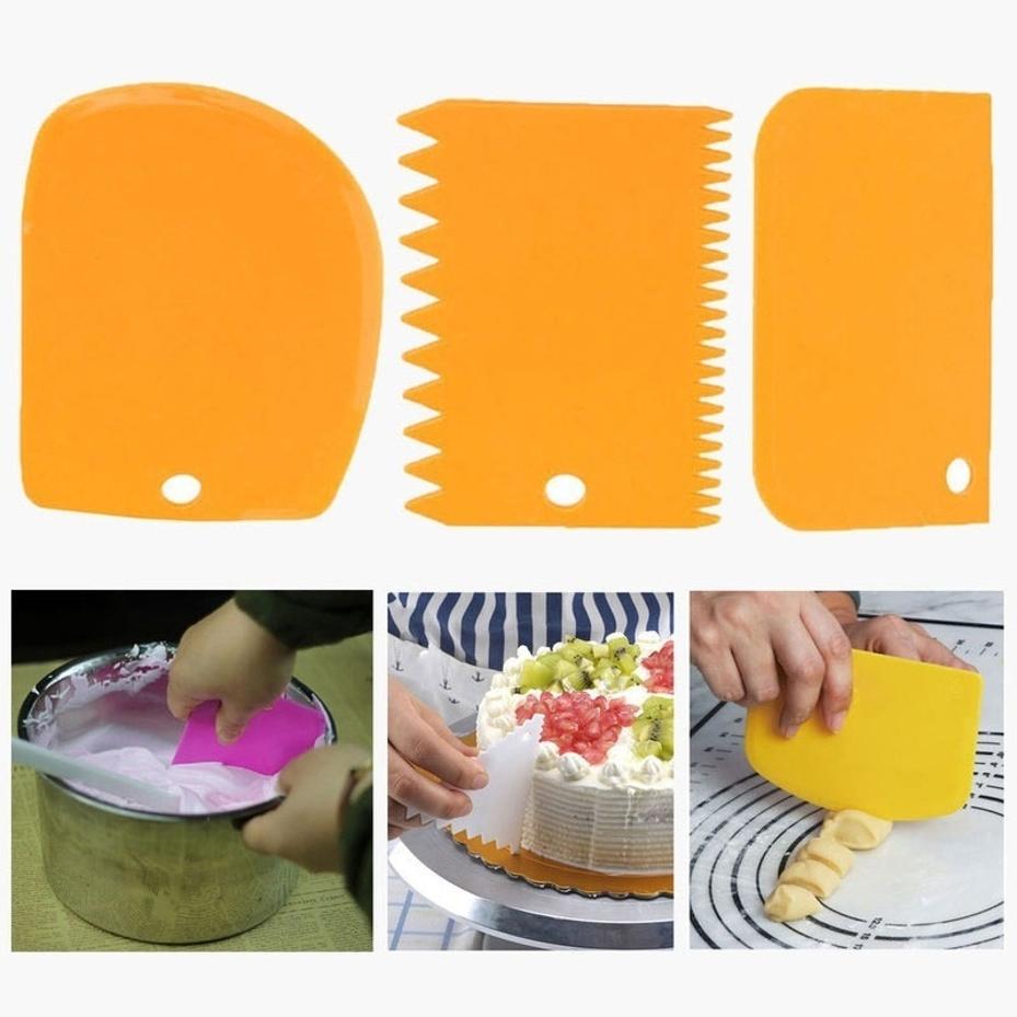 3pcs/Set Cake Bread Slicer Baking Pasty Tools Baking Tools For Cakes Dough Cutter Scraper Cake Blade Silicone Spatula