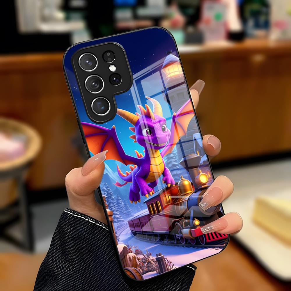Чехол для телефона D-Dragon Spyro C-Cute для Samsung S26 S25 Plus S20 S20 Plus S22 Ultra S23 FE S21 Plus S21 Ultra Стеклянная крышка