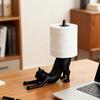 Yousheng Cat Toilet Paper Holder Desktop Fun Roll Paper Holder Black Leopard Cat Toilet Roll Dispenser for Bathroom Decoration Storage