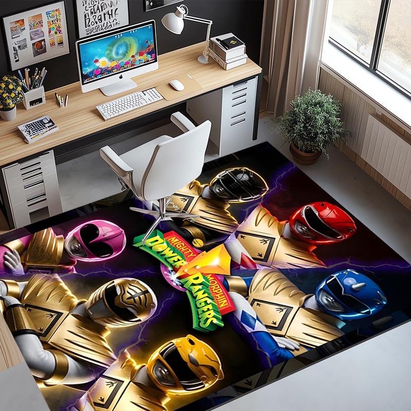 Mighty Morphin Power Rangers Pattern Rug, Indoor/Outdoor Mat, for Picnic, Gameroom, Bedroom, Office, Living Room, Home Decor Carpet, Birthday Gift