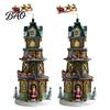 Indoor Festive Party Supplies 2Pcs Christmas Train Music Box with Rotating Light, Snow Village Carousel Holiday Decorative Ornaments Ornament,