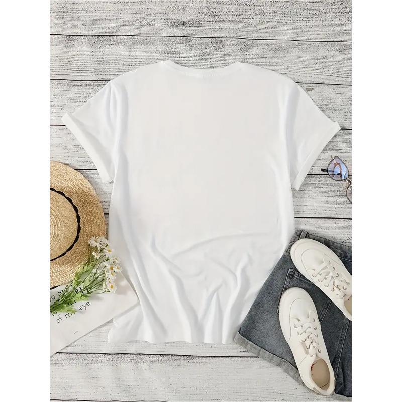 Женская футболка с цветочным принтом роз, круглый вырез, всесезонная, повседневная, дышащая, удобная, для ежедневного ношения