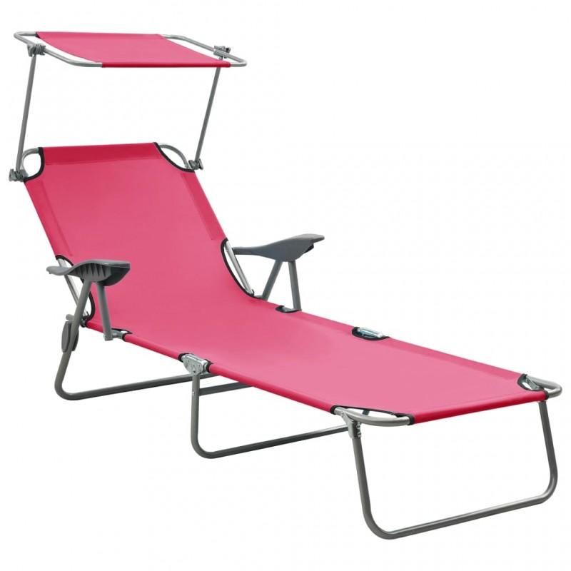 Day and Night - Day and Night Garden Lounger with Pink Steel Awning