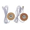 Mini Thin LED Wood Display Base Resin Art Display Round Wooden Night Base Crafts