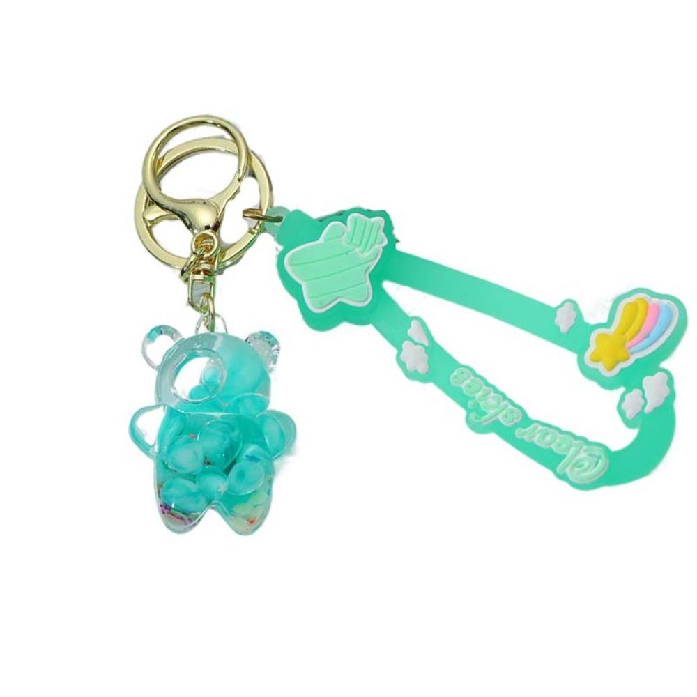 Cartoon Acrylic Quicksand Pendant Bubble Beads Key Rings Quicksand Bear Keychain Female Girl