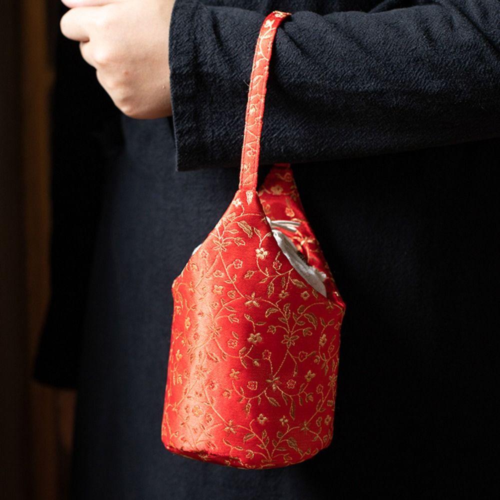 Сумка вышитая сумка с цветочным принтом на шнурке сумка-мешок карман сумка для хранения чайных инструментов фестиваль