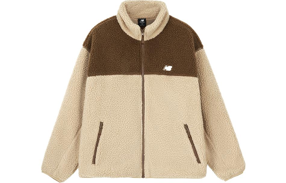New Balance Velvet Jackets Women's Khaki Stand Collar Thickened And Fleece Lined AWJ33334-INC