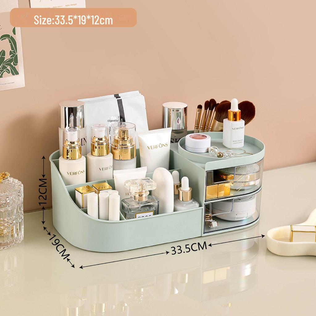 Multifunctional Cosmetic Storage Box with Makeup Mirror and Lipstick Organizer