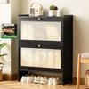 Stackable Modern Shoe Shelf Slippers 2 Natural Rattan Doors Entrance Hall Shoe Cabinet Large Capacity Furniture Shoe Organizer