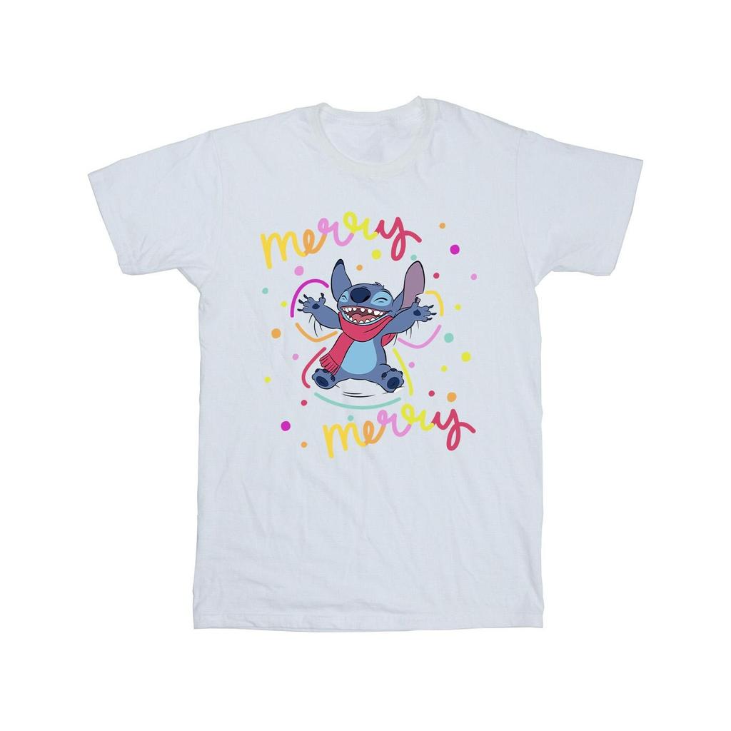 Disney Mens Lilo & Stitch Merry Rainbow T-Shirt