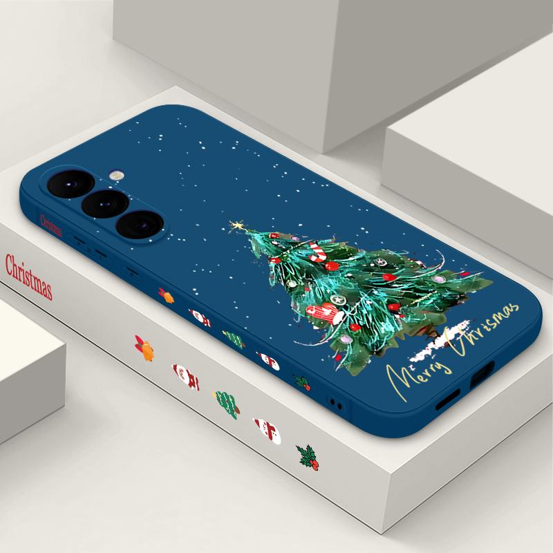 Мягкий чехол для Samsung Galaxy S24 S23 FE S25 S22 Ultra A17 A56 A16 A55 A25 A15 A36 A35 A54 5G с рисунком Рождественской елки