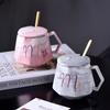 Marbled Diamond Ceramic Mug Coffee Mug with Lid Spoon Gift Box