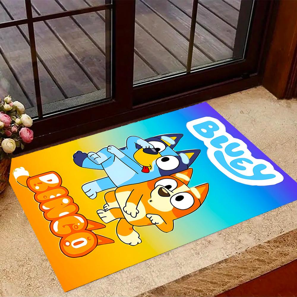 Bluey's Bus Adventure Themed Anti-Slip Rugs - Polyester Home Decor, Suitable for Bedrooms, Living Rooms, Doorways, Studios, and Decorations
