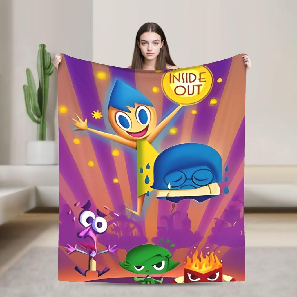 Inside Out 2 Cartoon Blanket Travel Office Flannel Throw Blanket For Outdoor Super Warm Custom Quality Bedspread
