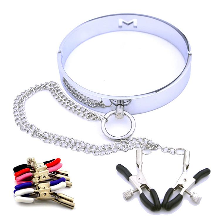 Lootee AM-SM124 Amazon Best Women Nipple Stimulation Clamp Bdsm Anal Neck Collar Erotic Bondage Sex Toys Belt Chain