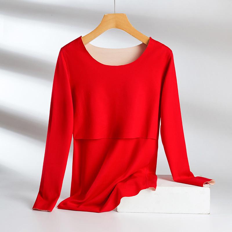 Бесшовный теплый осенний топ для беременных с бархатом, для кормления и послеродового периода, длинные рукава, 2003 г.