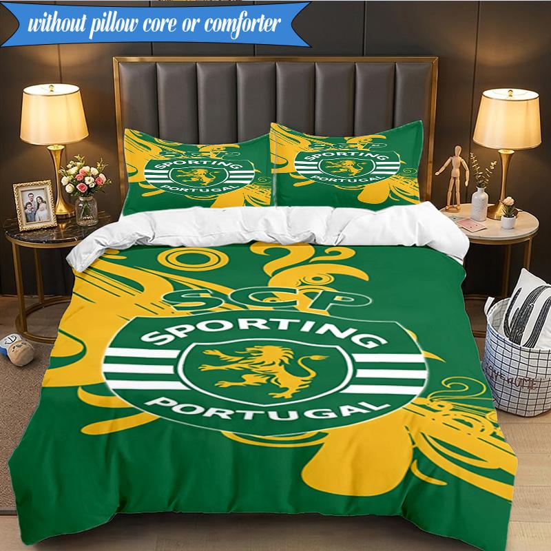 3PCS Sporting Cp Crest Emblem Bedding Set 2D Printing (Includes 1 Duvet Cover + 2 Pillowcases Coreless), Bedroom decor,Fan gift
