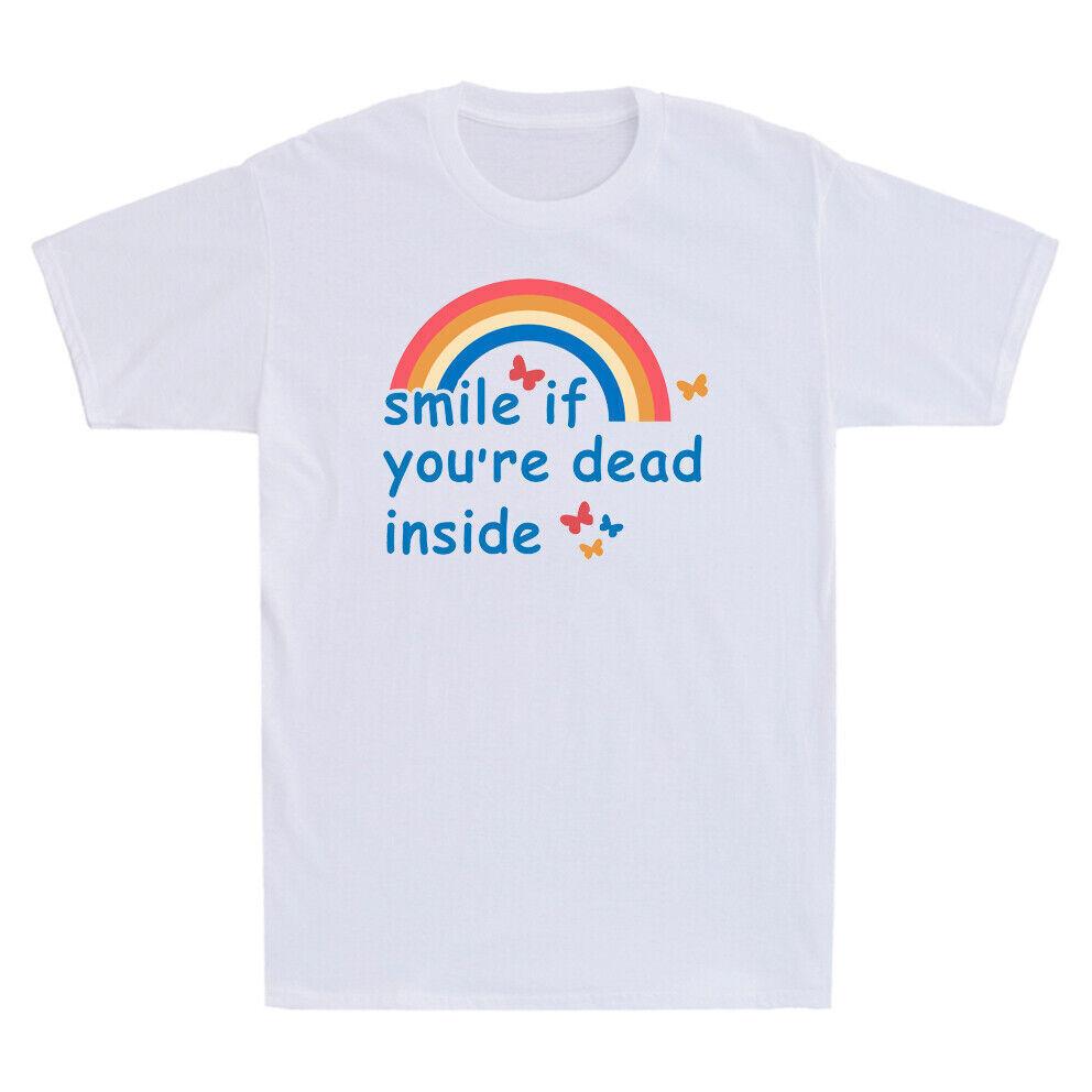 Smile If You're Dead Inside Funny Rainbow Humor Novelty Men's T-Shirt Black