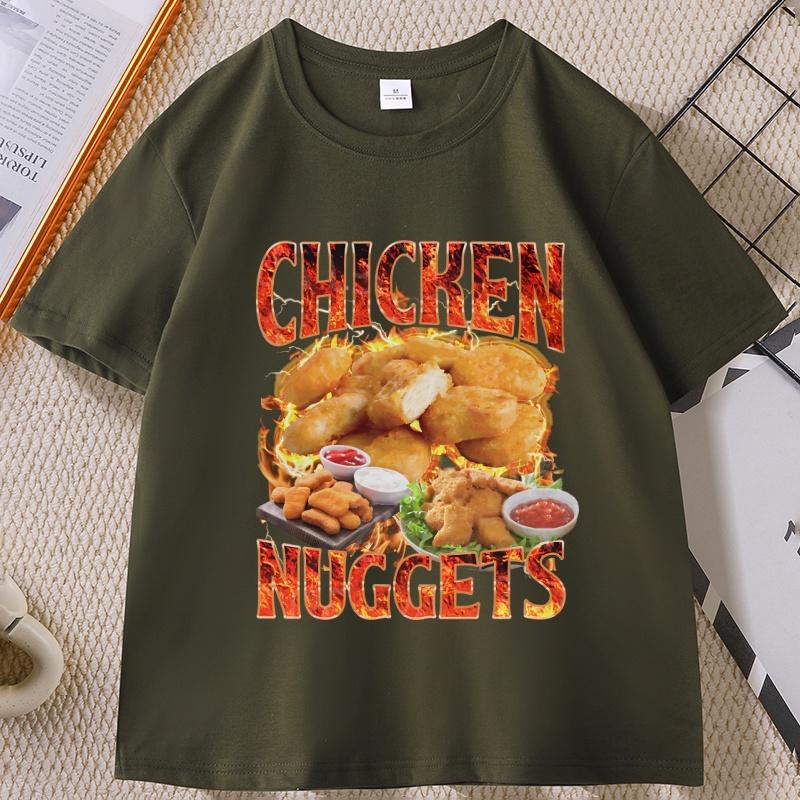 Chicken Nuggets Vintage 90s Graphic Tshirt for Unisex Women Cotton Short Sleeve Round Neck Printed Tshirt Unisex Vintagel Unisex