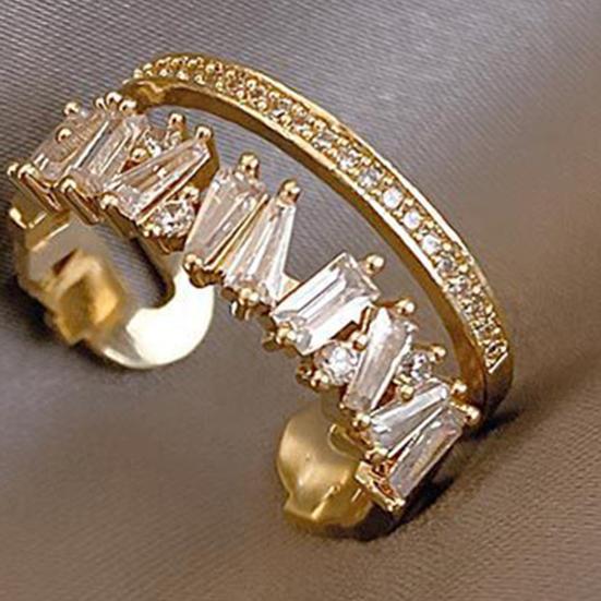 Двухслойное открывающееся медное кольцо для девочек, широкое полое кольцо на палец, ювелирный аксессуар