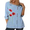 Women's Fashionable Cotton Top with Multiple Printed Patterns, Round Neck, and Long Sleeves