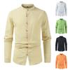 Men's Casual Business Solid Color Long Sleeve Shirt Men's Stand Collar Button-Down Shirt