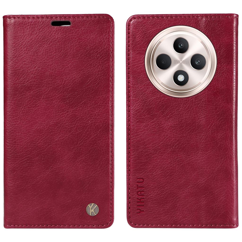 For Oppo Reno12 F 4G Case Wallet Litchi Grain Leather Phone Cover Magnetic Auto-Absorbed