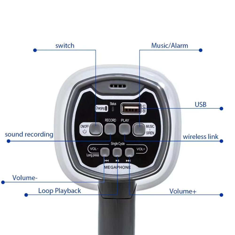 Adjustable Volume Portable Megaphone Foldable Handle Bullhorn Speaker  Fans