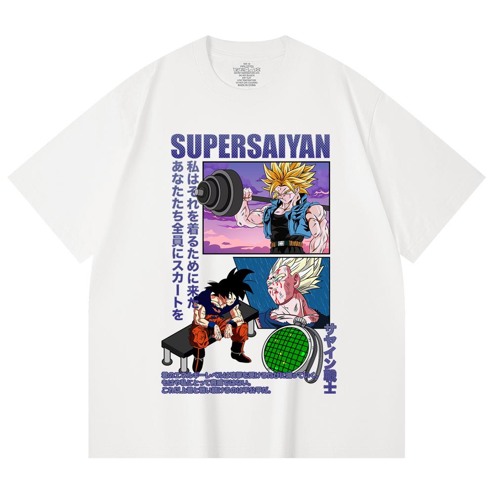 230 Gsm 100% Cotton Dragon Ball V70 Super Saiyan Print Unisex Heavy Cotton T Shirt