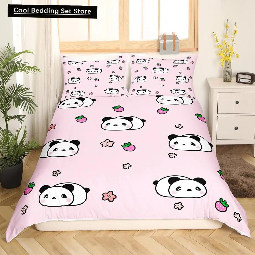 Полный комплект постельного белья Panda King для детей, романтический комплект постельного белья, пододеяльник с изображением животных из мультфильмов, велосипеда, воздушного шара, стрекозы, полиэстерового одеяла