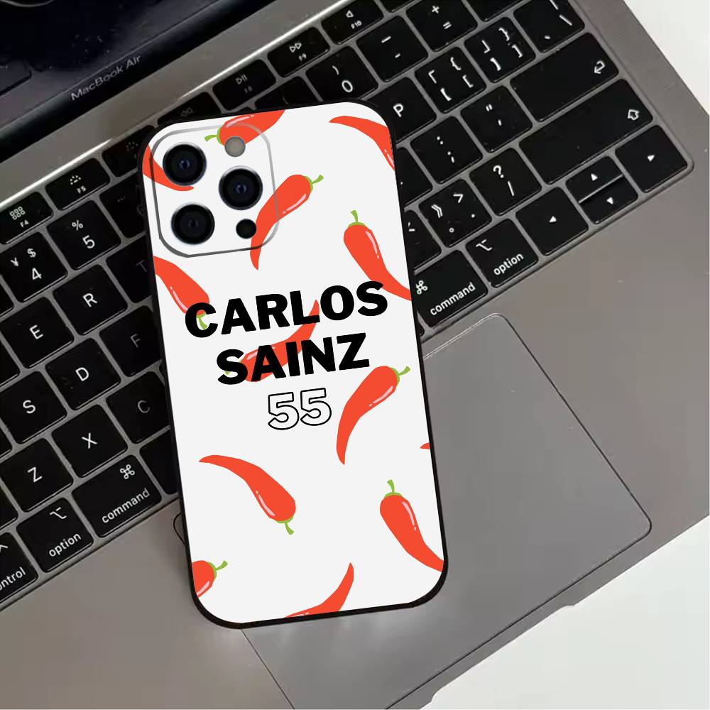 55 Chili C-Carlos S-Sainz Phone Case For iPhone 17,16,15,14,13,12,11 Plus,Pro Max,XS,Soft Silicone Black Cover