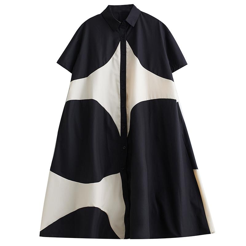 Short Sleeve Plus Size Cotton Vintage New In Dresses for Women Casual Loose Long Summer Shirt Dress