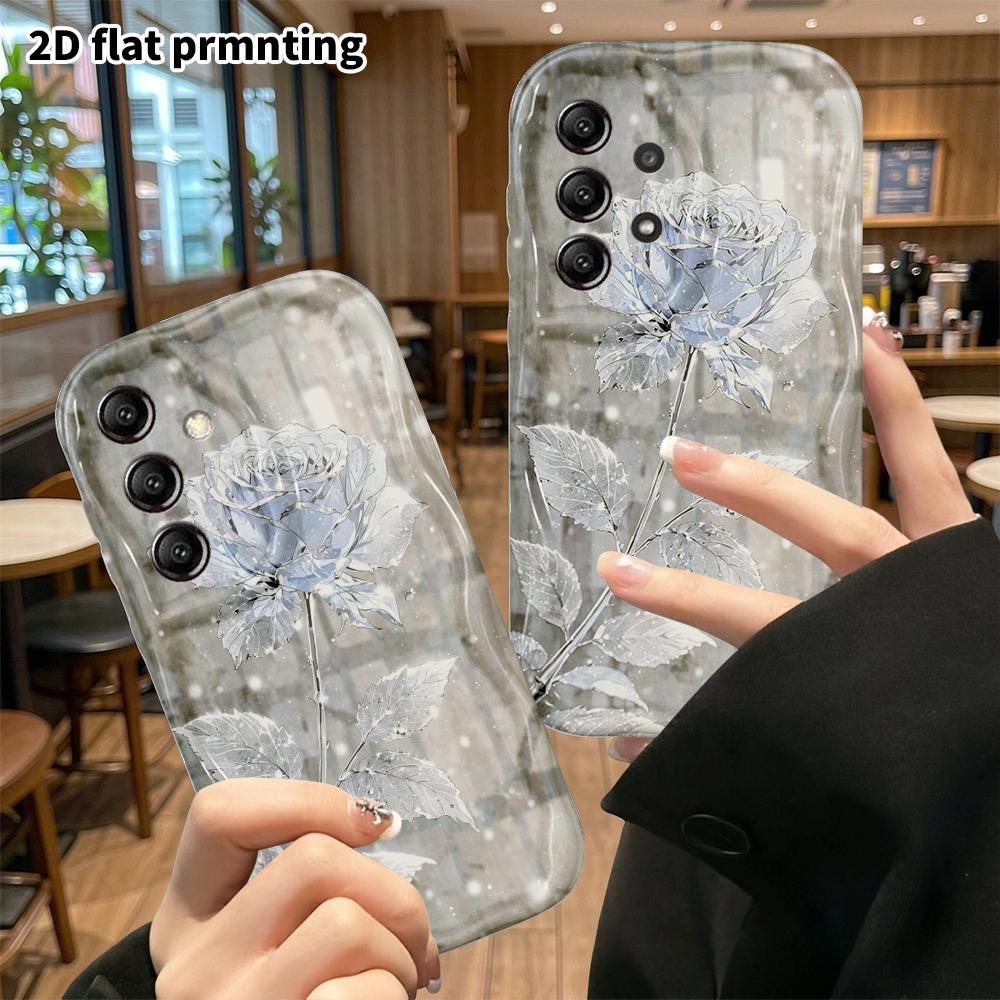 Phone Case: 2D Flat Samsung Galaxy A34 A35 M05 M06 S20 S22 S21 FE Plus 5G Protective Case, Frosted White Rose, Christmas and Halloween Gift