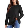 Womens Long Sleeve Tops Plus Size Crew Neck Jumpers Solid Color Pullover T-Shirt Tunic Shirt