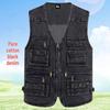 Мужской джинсовый жилет большого размера черного цвета - Без рукавов, с несколькими карманами, для весны и осени (Более 200 цзиней)