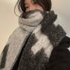 New Mohair FF Braided Scarf for Women Winter Shawl Thickened High End Couple Warm Men's Scarf Trendy