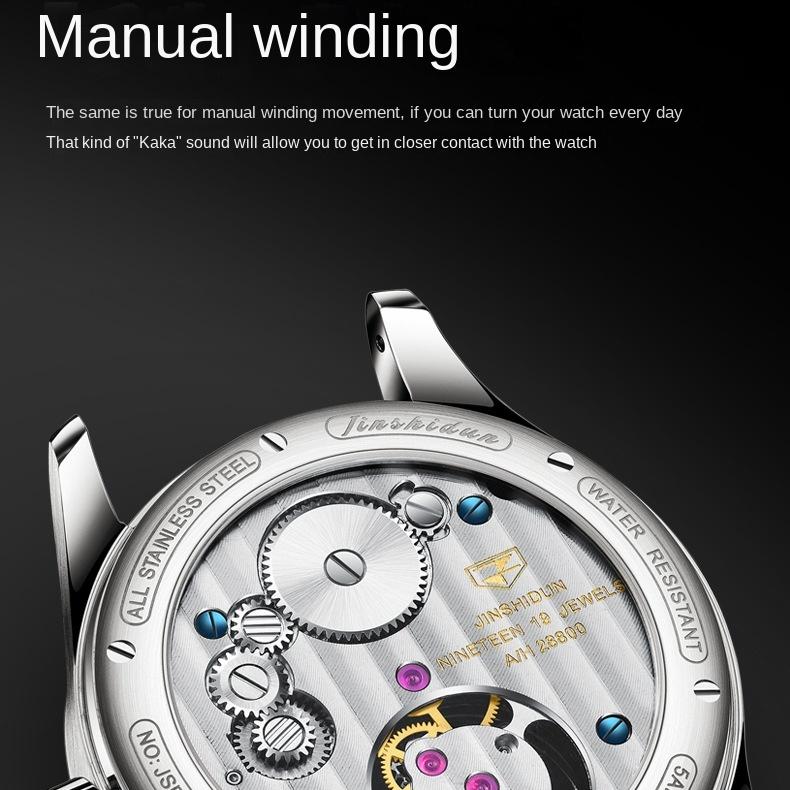 JINSHIDUN Брендовые часы Tourbillon Brick Механические часы Модные трендовые мужские часы