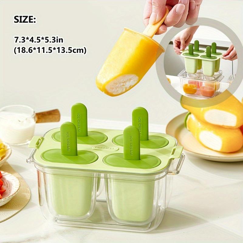 1PC Easy Release Popsicle Machine Leak-proof Cover Freeze Safe for Juice and Fruit Making 4 Homemade Popsicle Moulds