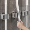 12/1pc Wall Mounted Mop Holder Clips Stainless Steel Mop Broom Hanger Rack Waterproof Kitchen Bathroom Storage Shelf Hooks