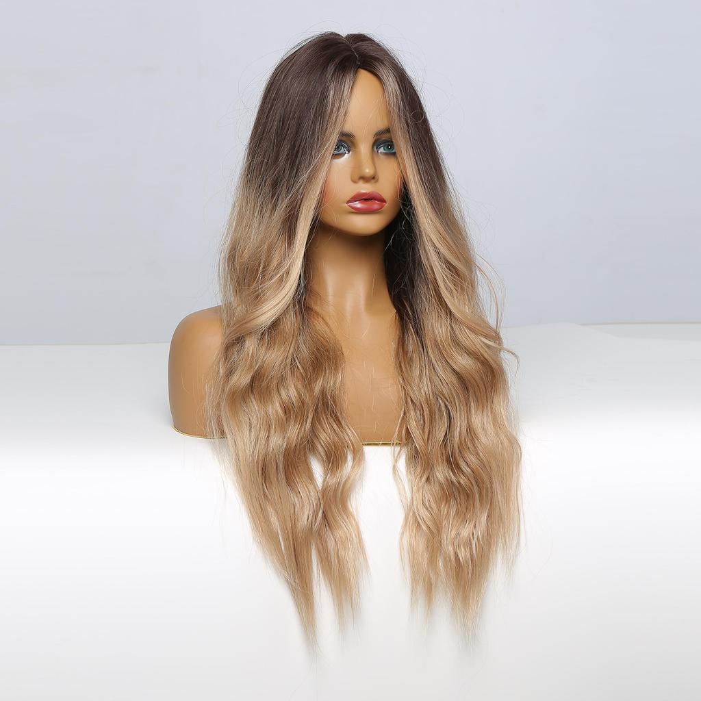 BLONDE UNICORN Синтетический парик Ombre Блондинка Коричневый Длинные парики Средняя часть волос Парик Повседневные натуральные волнистые термостойкие волокна для женщин