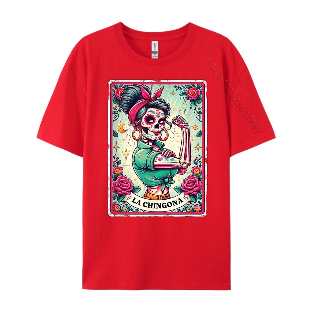 La Chingona Tarot Card Funny Spanish Slang Latina Power Designer T Shirt Unisex Camisetas Cool Printed Tops & Tees