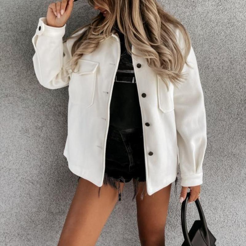 Женские тонкие толстые пальто с винтажным карманом на лацкане однобортные женские короткие пальто осень-зима модная женская верхняя одежда