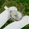 Pear Black Rutile Stone 925 Sterling Silver Birthday Engagement Bezel Pendant
