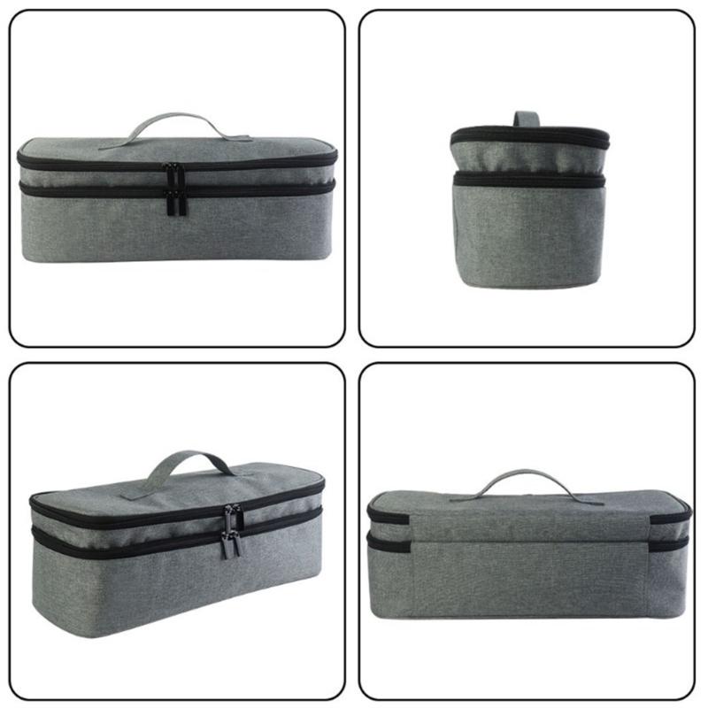 Double-layer Hair Dryer Carrying Case Portable Travel Storage Bag Universal Zipper Organizer Bag for Hair Curler Tools