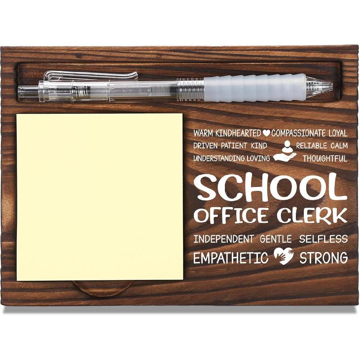 Teacher Assistant Appreciation Gifts, Thank You Gift for Teacher Aide, School Office Coworkers Staff Appreciation Gifts, Sticky Note Holder Wooden
